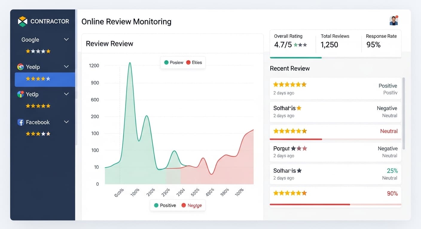 Five-star Google review displayed on contractor's phone