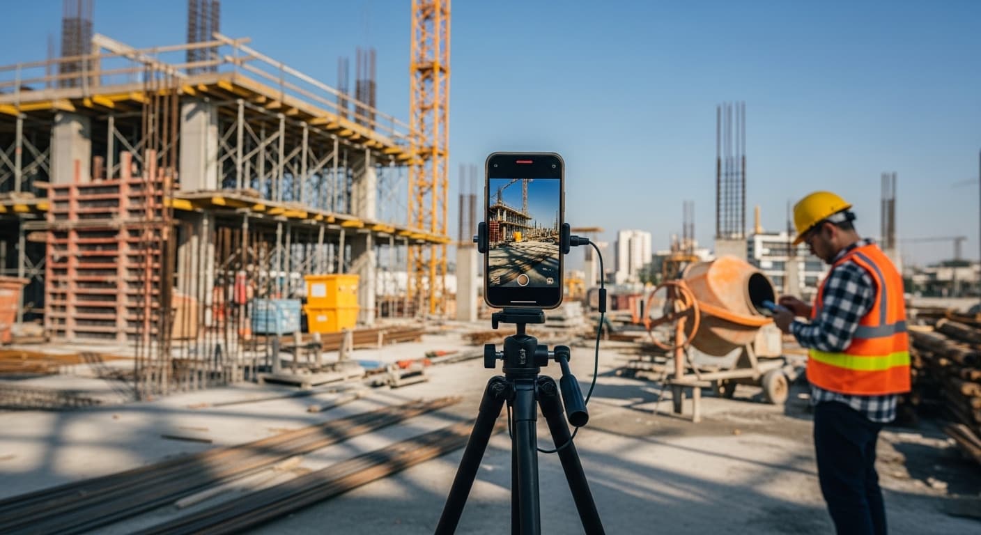 Contractor taking a photo of completed project for social media