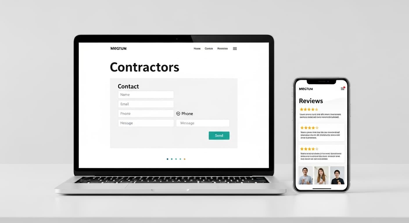 Professional contractor website displayed on desktop and mobile devices