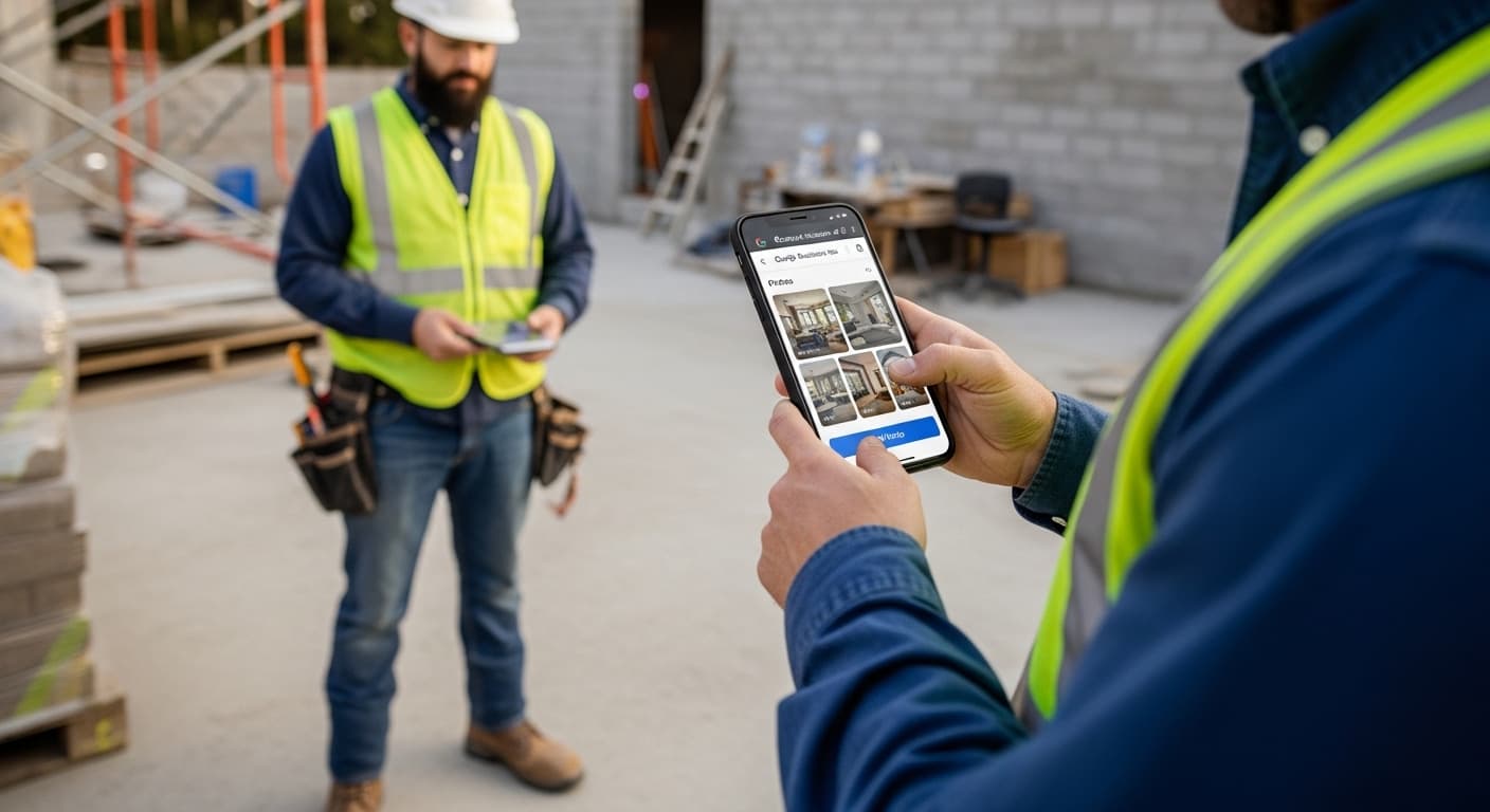Google Business Profile listing for a contractor on mobile phone
