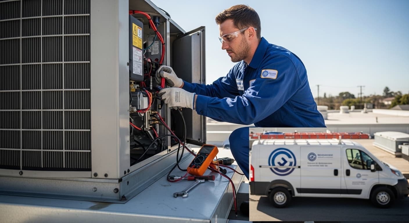 HVAC marketing strategies displayed on a contractor's laptop