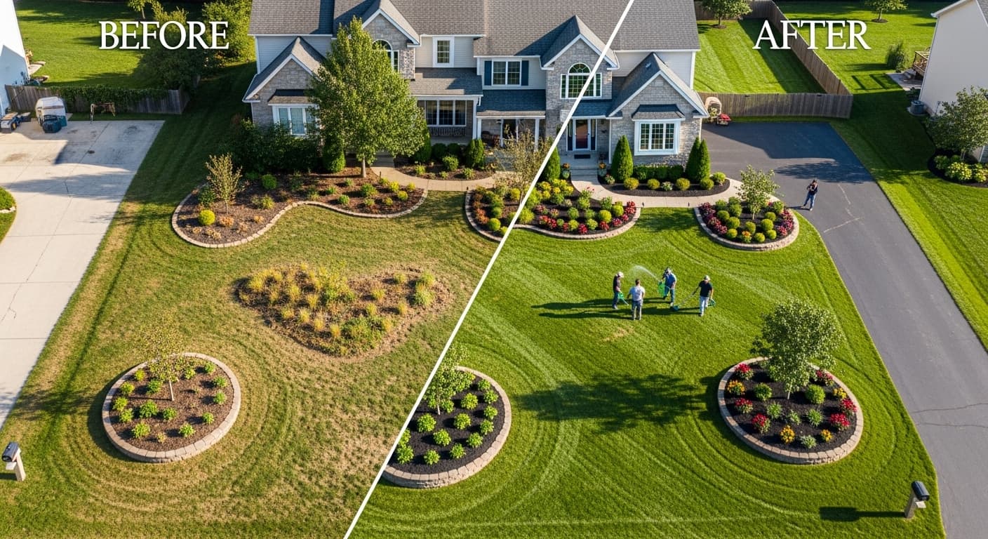 Landscaping company marketing strategy with before and after project photos