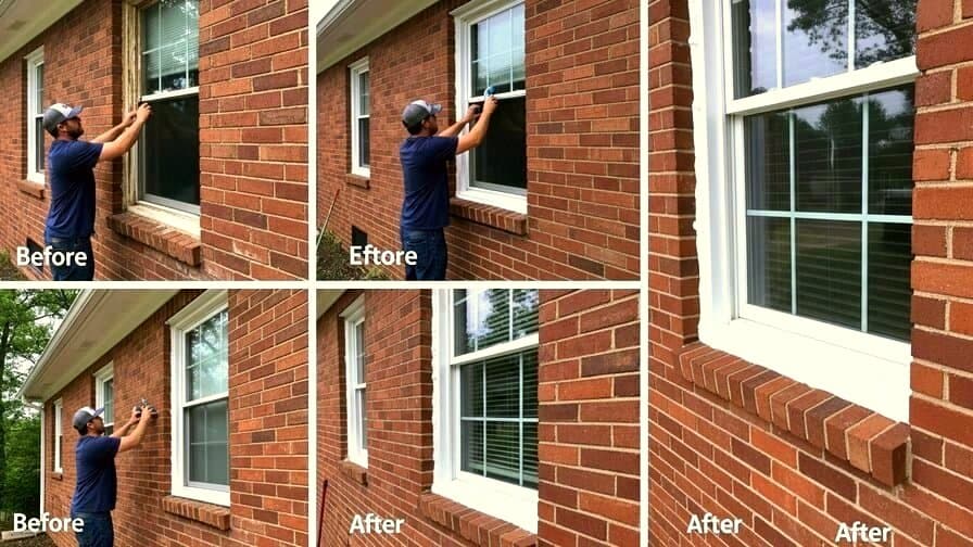 Sacramento California Sacramento County contractor cleaning Central Valley dust debris from packed aluminum sliding window track channels and applying silicone lubricant to restore smooth window travel in Elk Grove Roseville Natomas suburban residential neighborhood