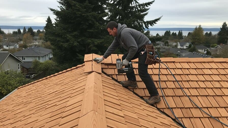 Everett Cedar Shake Ridge Cap Blow-Off Repair Collective