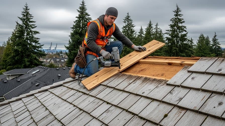 Tacoma Cedar Shake Ridge Cap Blow-Off Repair Masters