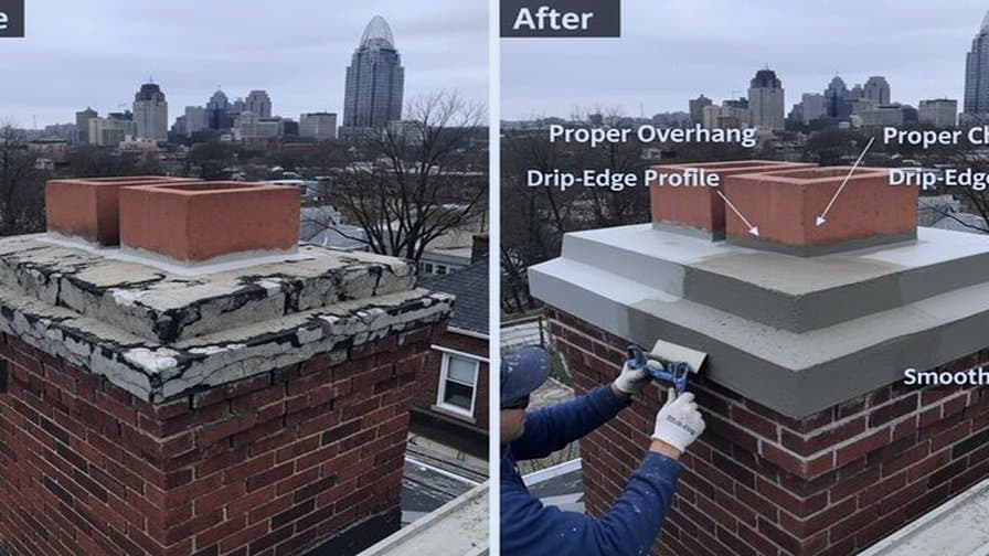 Detroit Brick Chimney Cap Mortar Wash Repair Craftsmen