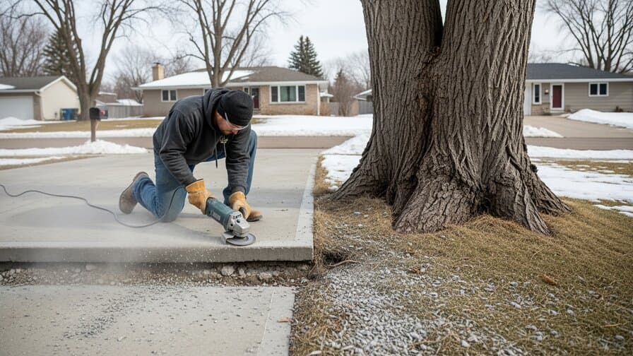 Minneapolis Concrete Driveway Tree Root Heave Repair Crew