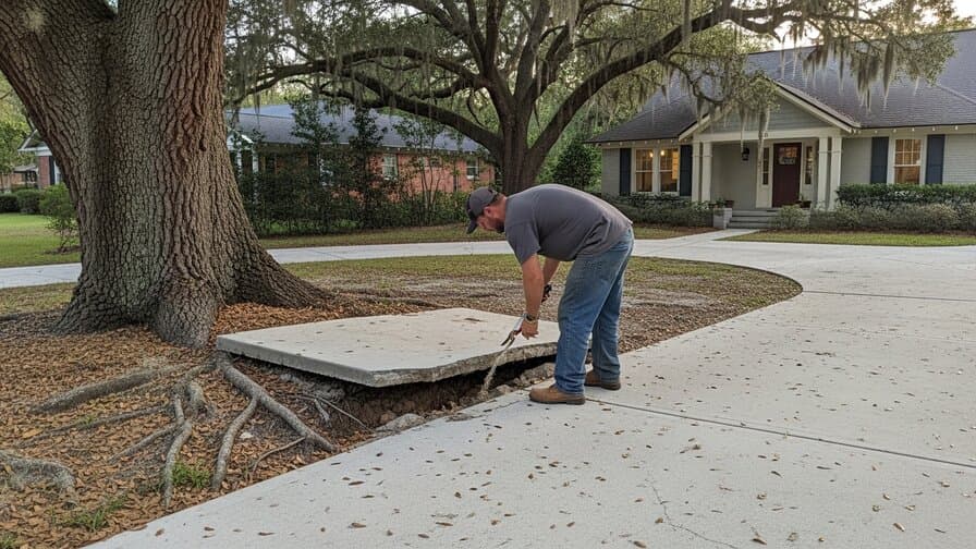 Tallahassee Concrete Driveway Tree Root Heave Repair Works