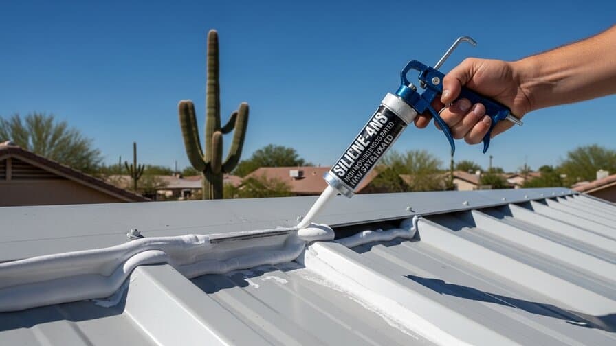 Tucson Metal Roof Ridge Cap Sealant Failure Repair Masters