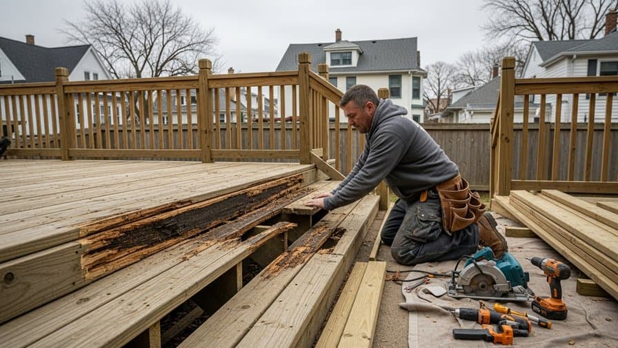 Milwaukee Wood Deck Stair Riser Board Rot Repair Masters