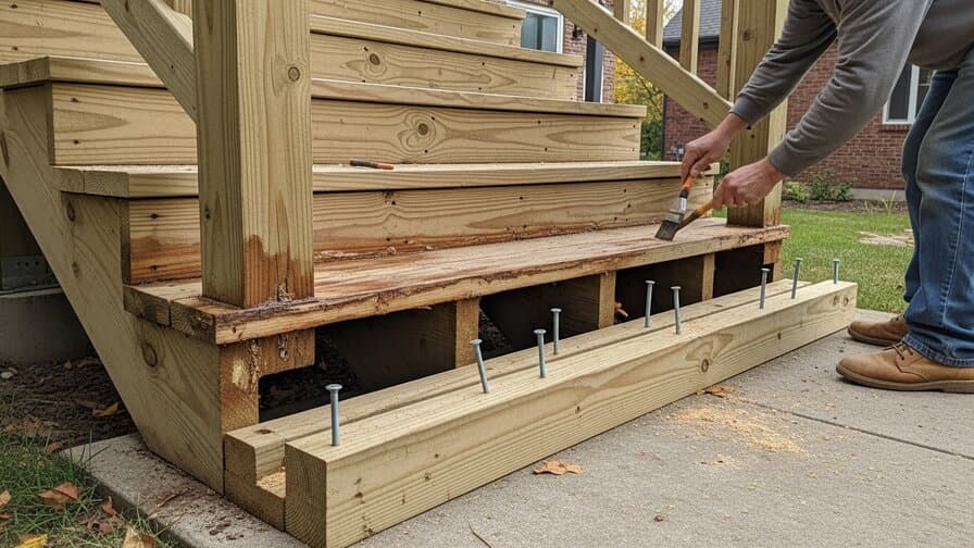 Cleveland Wood Deck Stair Stringer Rot Repair Co.