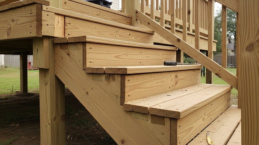 Houston Wood Deck Stair Stringer Rot Repair Kings