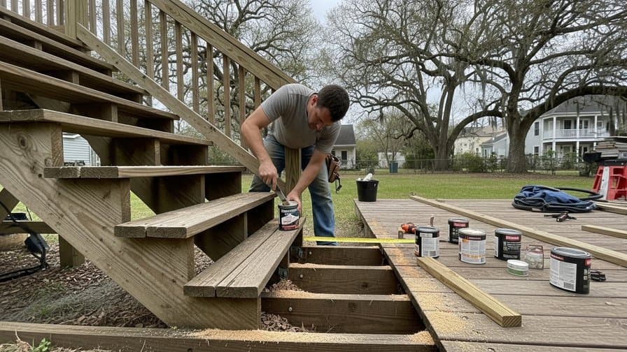New Orleans Wood Deck Stair Stringer Rot Repair Masters