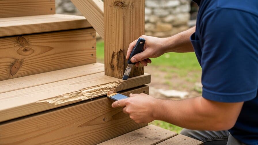 San Antonio Wood Deck Stair Stringer Rot Repair Bros