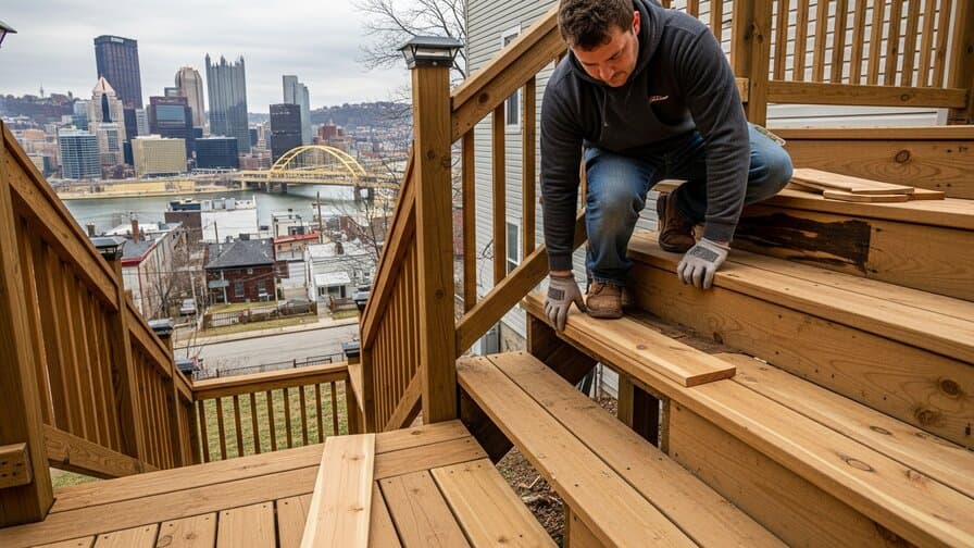 Pittsburgh Wood Deck Stair Tread Rot Repair Group