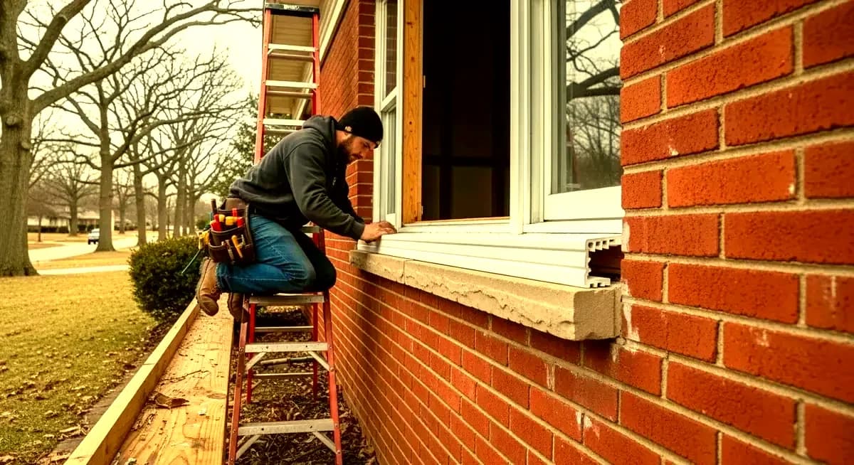 Professional deck contractor repairing rotted post base on residential wood deck in Charlotte North Carolina Mecklenburg County suburban neighborhood photography