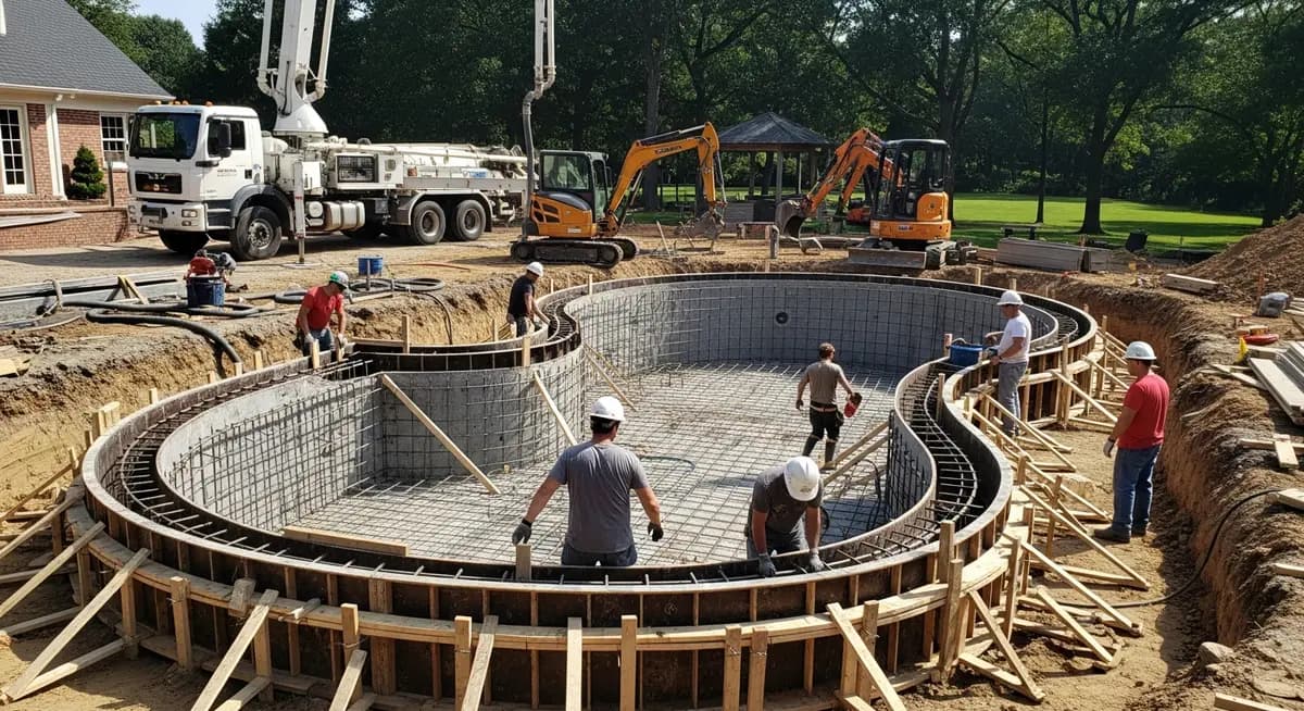 Professional pool contractor building a luxury inground pool for pool contractor marketing