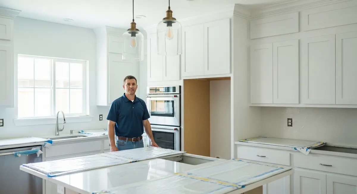Professional remodeling contractor overseeing a kitchen renovation project for remodeling marketing