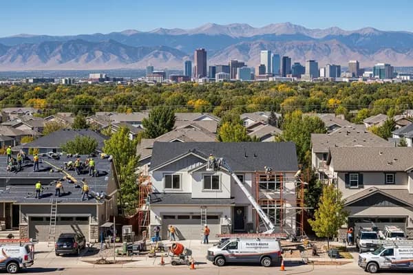 Contractor marketing services in Aurora, Colorado with the Rocky Mountains and Denver Front Range skyline