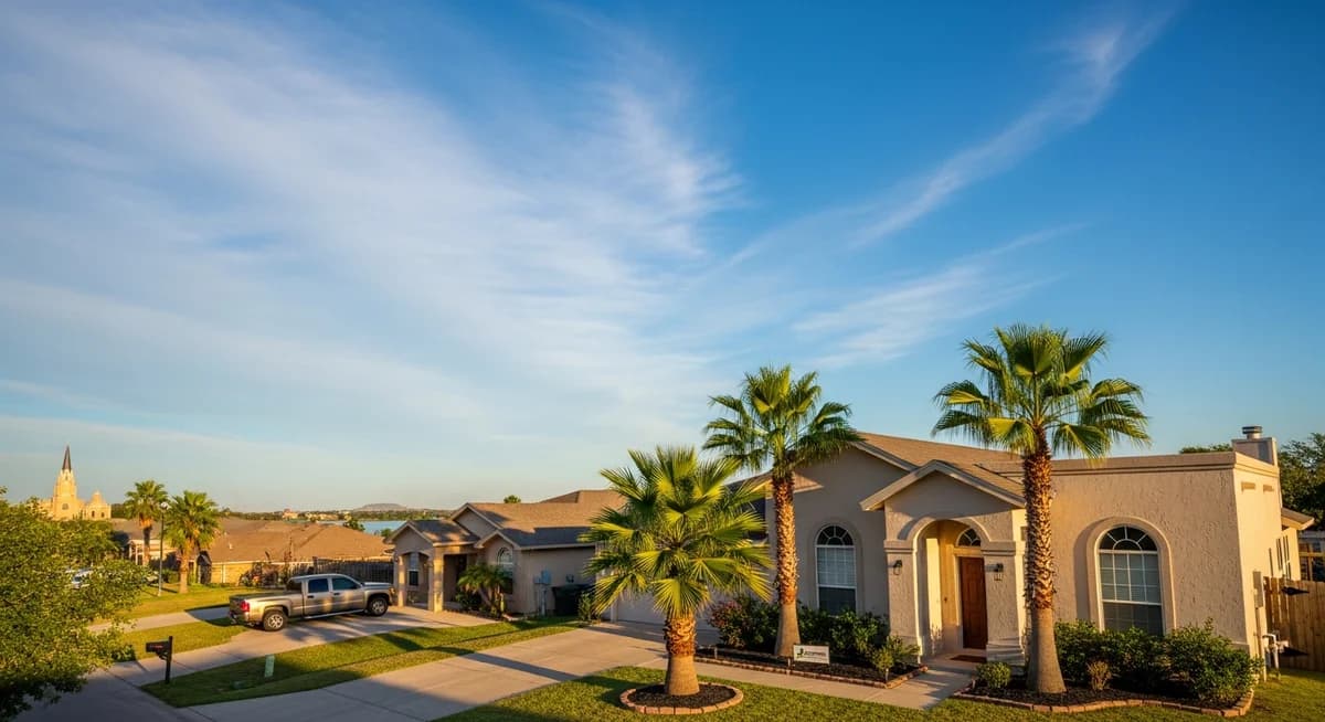 Contractor marketing services in Brownsville, Texas with Rio Grande waterway and US-Mexico border region landscape and subtropical residential neighborhoods