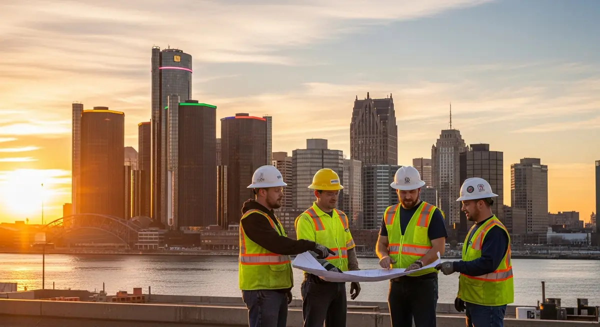 Contractor marketing services in Detroit, Michigan with the downtown skyline