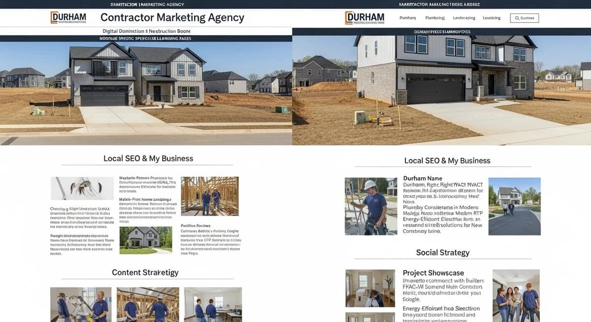 Contractor marketing services in Durham, North Carolina with Research Triangle suburban homes and North Carolina landscape