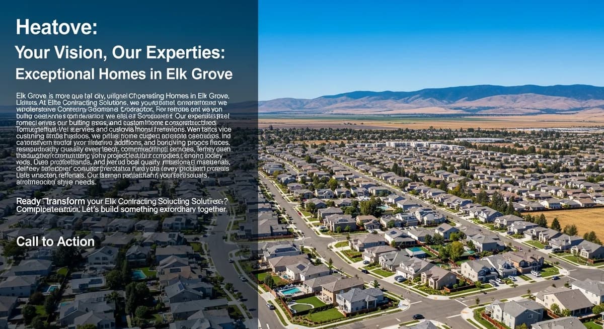 Contractor marketing services in Elk Grove, California with Sacramento Valley suburban neighborhoods master-planned residential communities Central Valley landscape and California blue sky