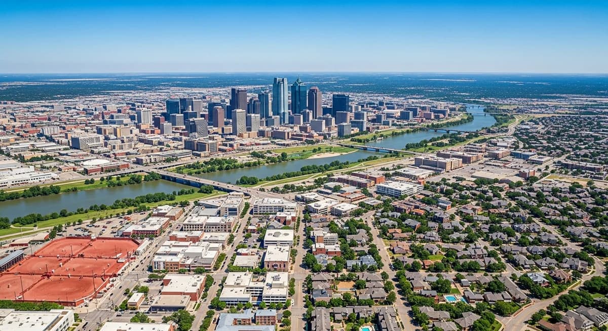 Contractor marketing services in Fort Worth, Texas with Trinity River Stockyards historic district Sundance Square suburban residential neighborhoods and Texas blue sky