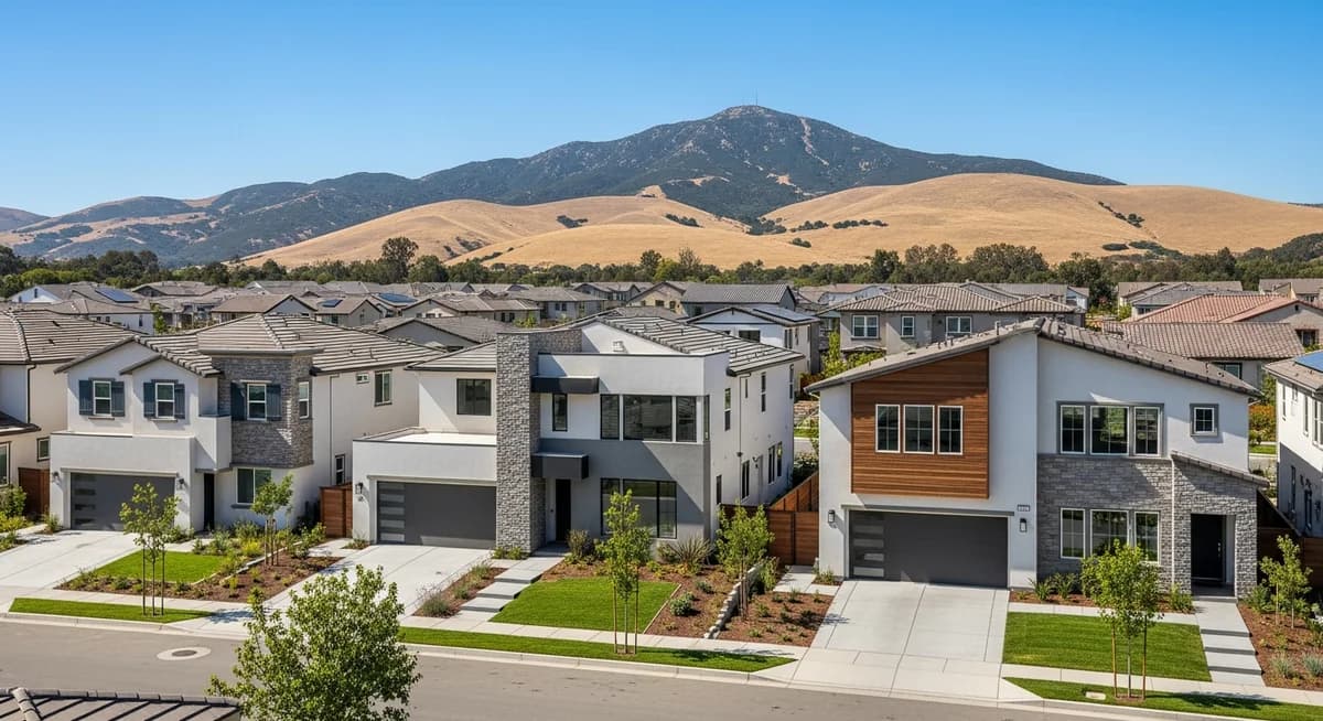 Contractor marketing services in Fremont, California with East Bay suburban homes and Mission Peak hills backdrop