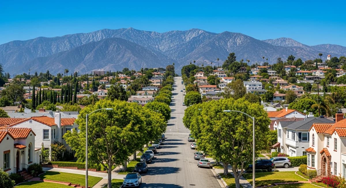 Contractor marketing services in Glendale, California with San Gabriel Mountains backdrop and Los Angeles County suburban neighborhoods and Spanish colonial homes