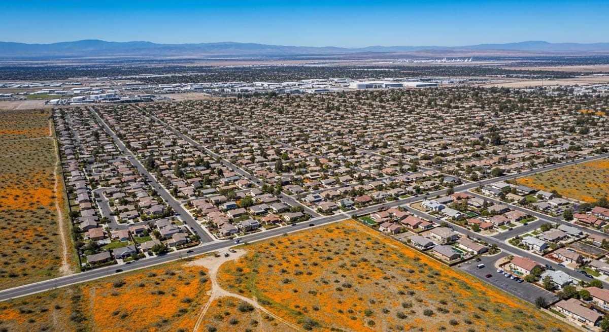 Contractor marketing services in Lancaster, California with Antelope Valley high desert tract homes Joshua trees aerospace corridor and California blue sky