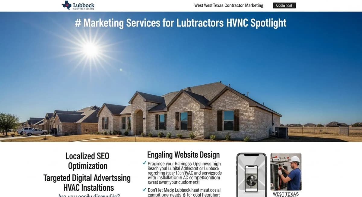 Contractor marketing services in Lubbock, Texas with West Texas landscape, ranch-style homes, and wide open South Plains sky