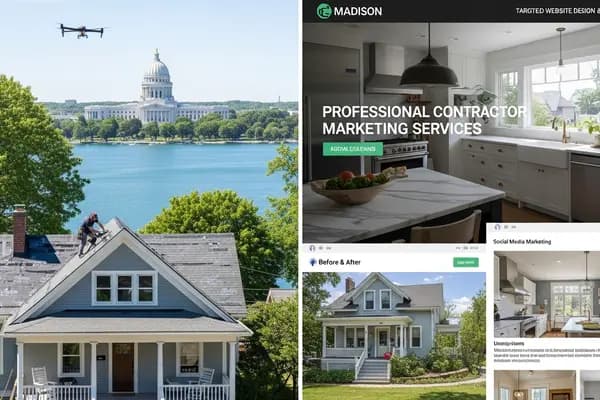 Contractor marketing services in Madison, Wisconsin with the State Capitol dome and Lake Mendota