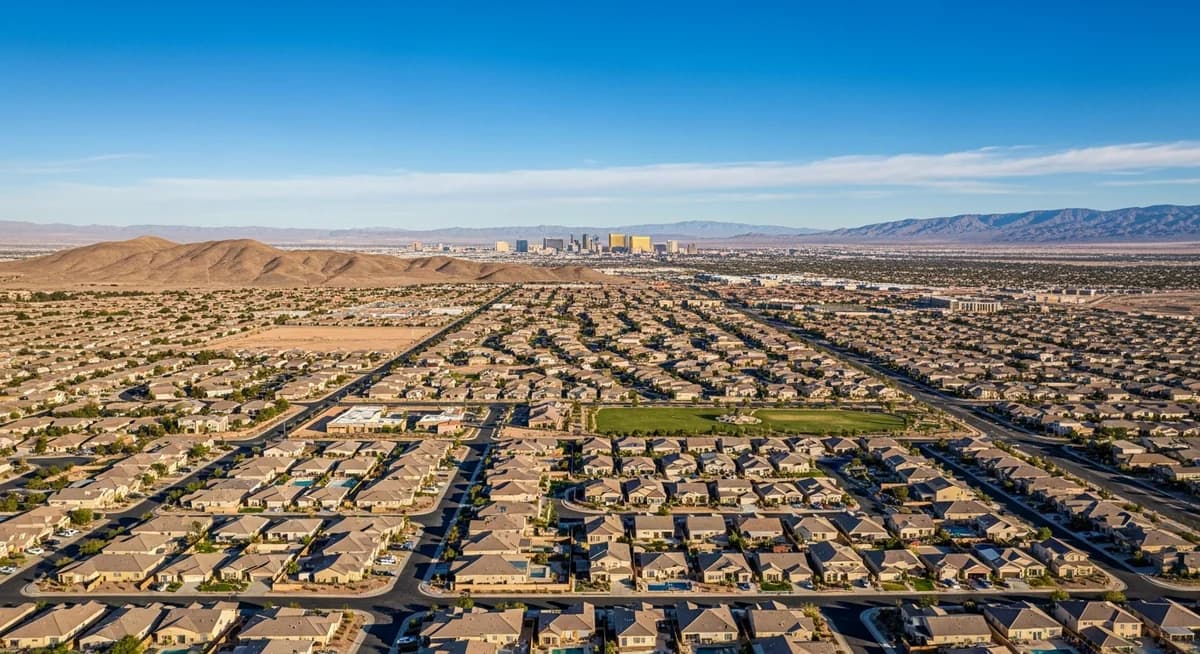 Contractor marketing services in North Las Vegas Nevada with Las Vegas Valley suburban residential neighborhoods desert landscape pools Nevada blue sky