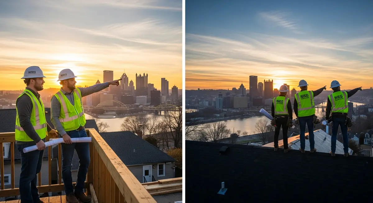 Contractor marketing services in Pittsburgh, Pennsylvania with the downtown skyline and bridges