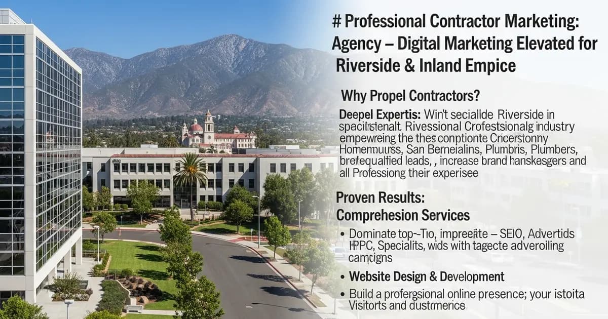 Contractor marketing services in Riverside, California with the San Bernardino Mountains and Inland Empire skyline