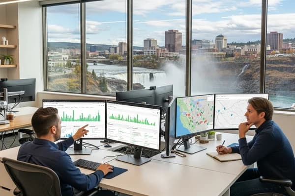 Contractor marketing services in Spokane, Washington with the Spokane Falls and downtown skyline