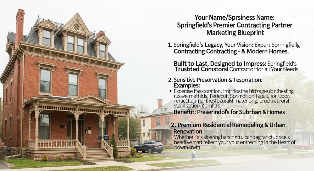 Contractor marketing services in Springfield, Illinois with state capitol dome historic architecture Abraham Lincoln heritage and midwestern suburban residential neighborhoods