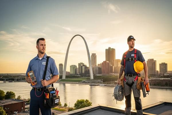 Contractor marketing services in St. Louis, Missouri with the Gateway Arch and Mississippi River skyline
