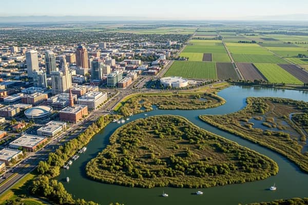 Contractor marketing services in Stockton, California with the San Joaquin River delta and Central Valley skyline