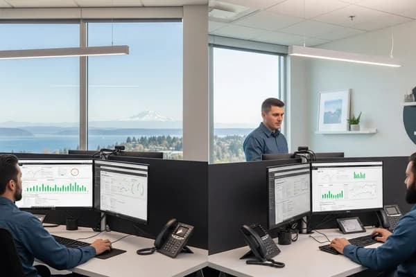 Contractor marketing services in Tacoma, Washington with the Puget Sound and Mount Rainier backdrop