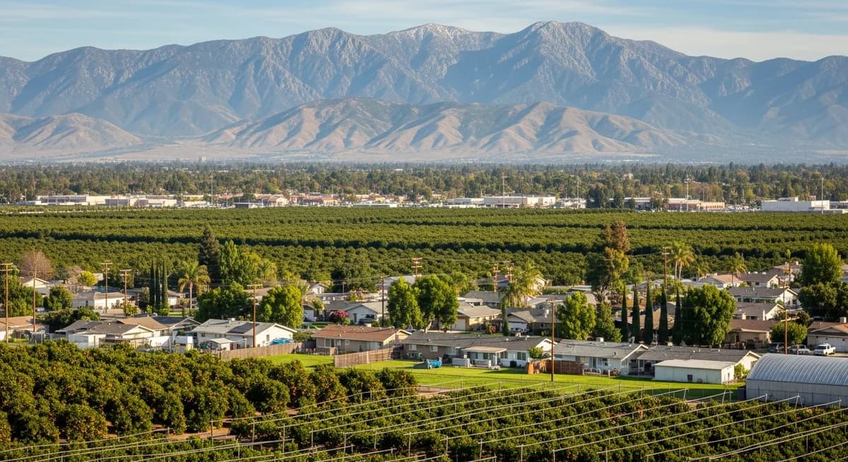 Contractor marketing services in Visalia, California with Sierra Nevada mountain backdrop and San Joaquin Valley agricultural landscape and suburban residential neighborhoods near Kings Canyon