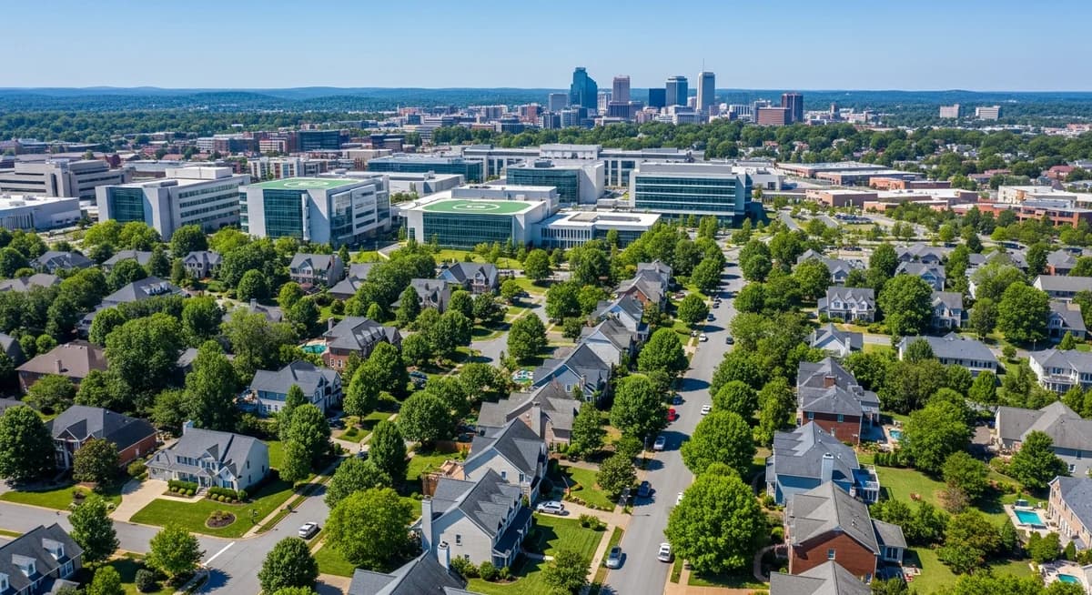 Contractor marketing services in Winston-Salem, North Carolina with Forsyth County residential neighborhoods and Wake Forest Baptist Medical Center backdrop